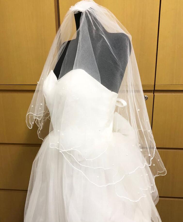 ウエディングベール ☆メール便送料無料☆パール付き二段コーム付きウェディングベール付き】　　ブライズメイド