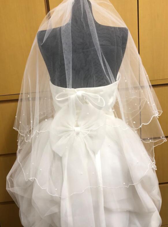 ウエディングベール ☆メール便送料無料☆パール付き二段コーム付きウェディングベール付き】　　ブライズメイド