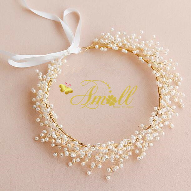 小枝アクセサリー　ウエディングヘッドドレス・ヘアコサージュ ヘッドピース カチューシャ リボン.演奏..