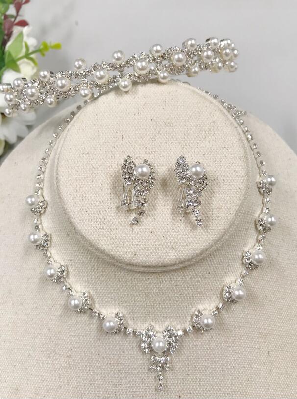 【普通郵便送料無料】★豪華ウェディングジュエリー三点セットヘッドドレス【hk0004】、ネックレス【xl-07】】 ブライズメイド