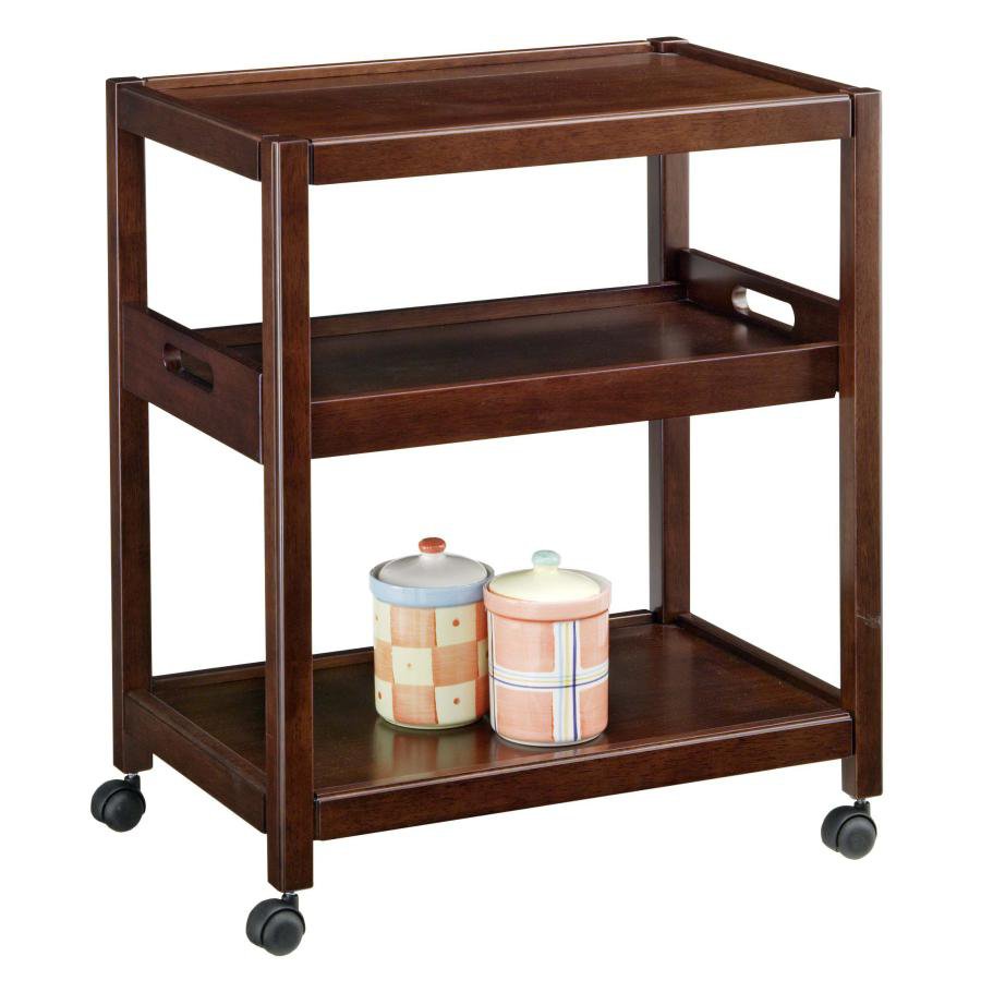 Rakuten - キッチンワゴン キャスター付き キッチンカウンター ブラウン 高さ70cm キッチンラック キッチン リビングワゴン