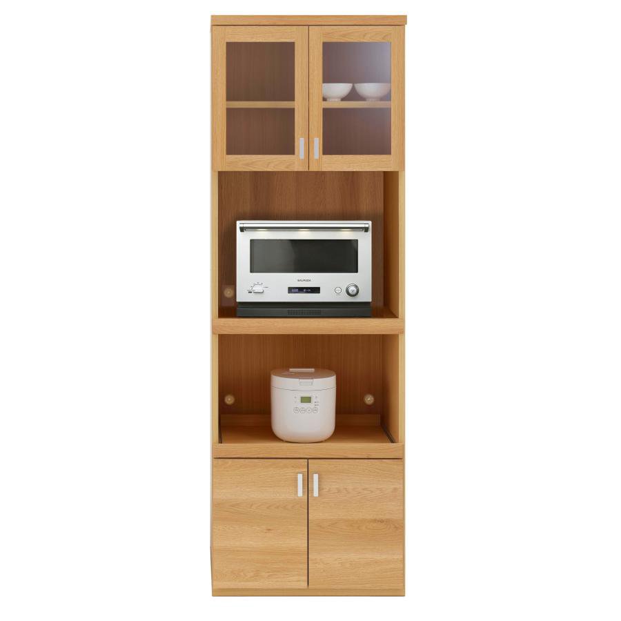 Rakuten - レンジ台 幅61cm 高さ180cm スマートキッチン キャナルオーク キッチンボード ダイニングボード 家電 収納 食器棚 キッチン ダイニング キャビネット 棚 日本製