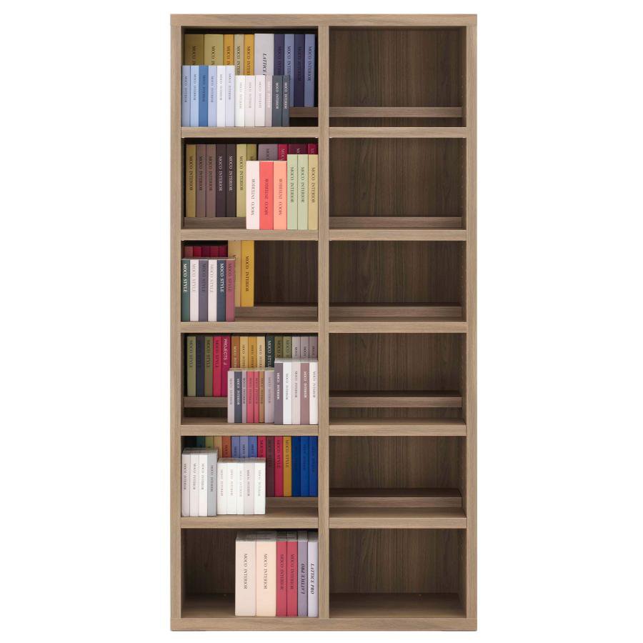 ツイン棚板本棚 シェルフ 幅90cm 高さ180cm グレージュ 収納棚 本棚 完成品 日本製 コミック 収納 ラック オープンラック 壁面収納 [2]