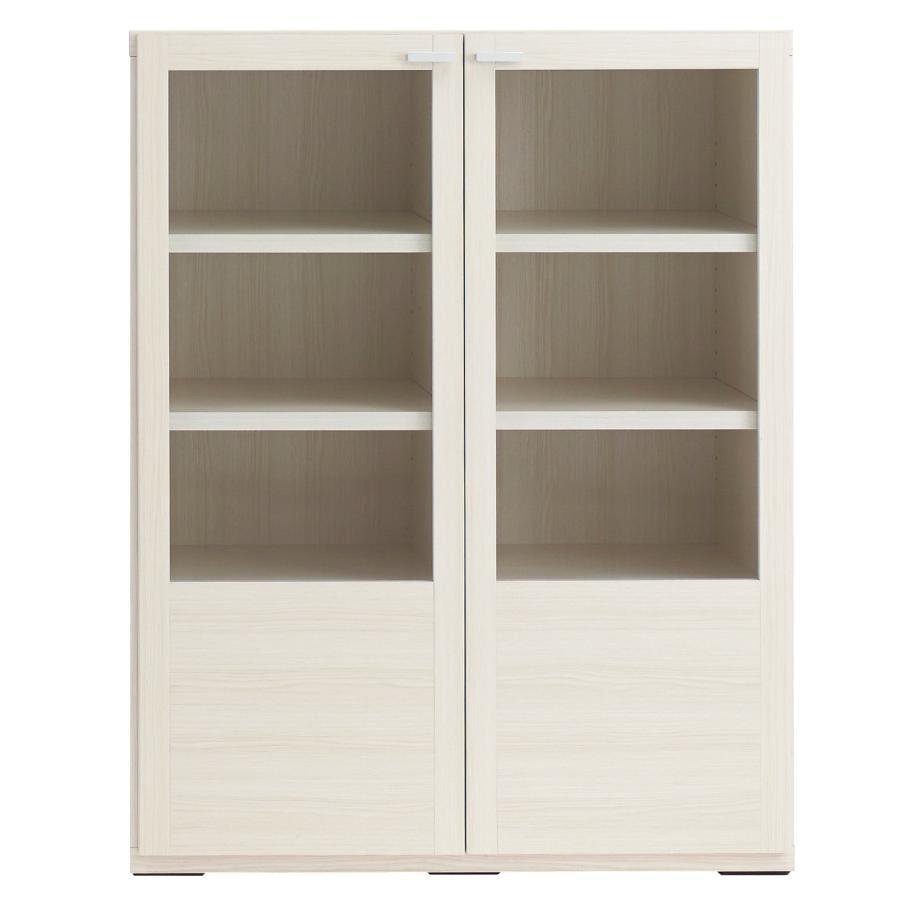 Rakuten - キャビネット サイドボード 戸棚 本棚 食器棚 リビング ガラス戸 幅90cm ホワイト 壁面収納 リビング収納 キッチン収納 書斎 棚 完成品 日本製