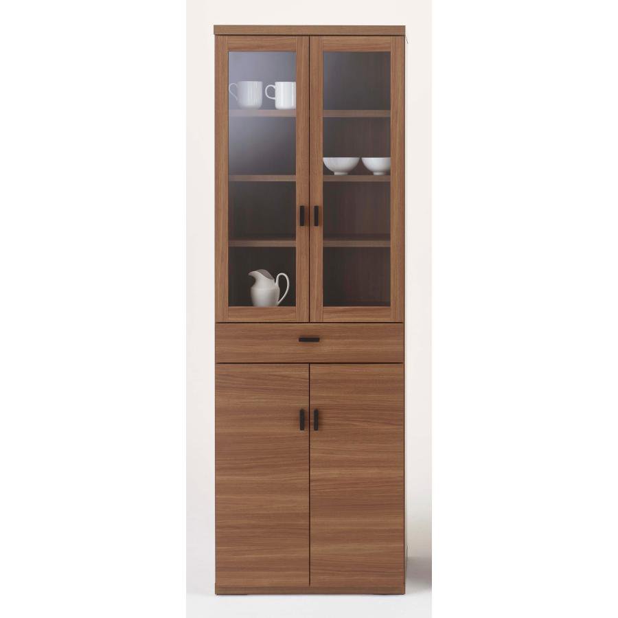 Rakuten - 食器棚 幅61cm 高さ180cm スマートキッチン リアルウォールナット キッチンボード ダイニングボード 食器 収納 キッチン ダイニング キャビネット 棚