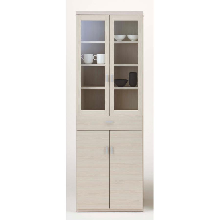 Rakuten - 食器棚 幅61cm 高さ180cm スマートキッチン ホワイトウッド キッチンボード ダイニングボード 食器 収納 キッチン ダイニング キャビネット 棚