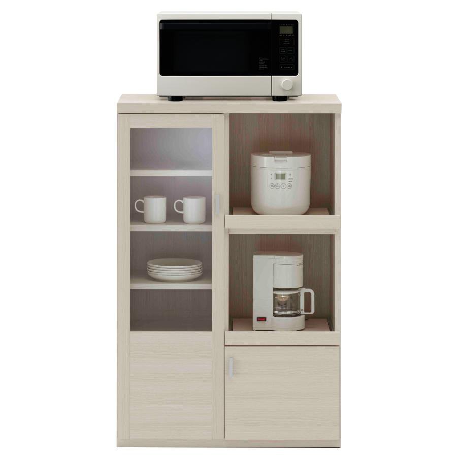 Rakuten - レンジ台 レンジボード キッチンボード ラック 77cm 家電 収納 食器棚 キッチン ダイニング キャビネット 棚 完成品 日本製