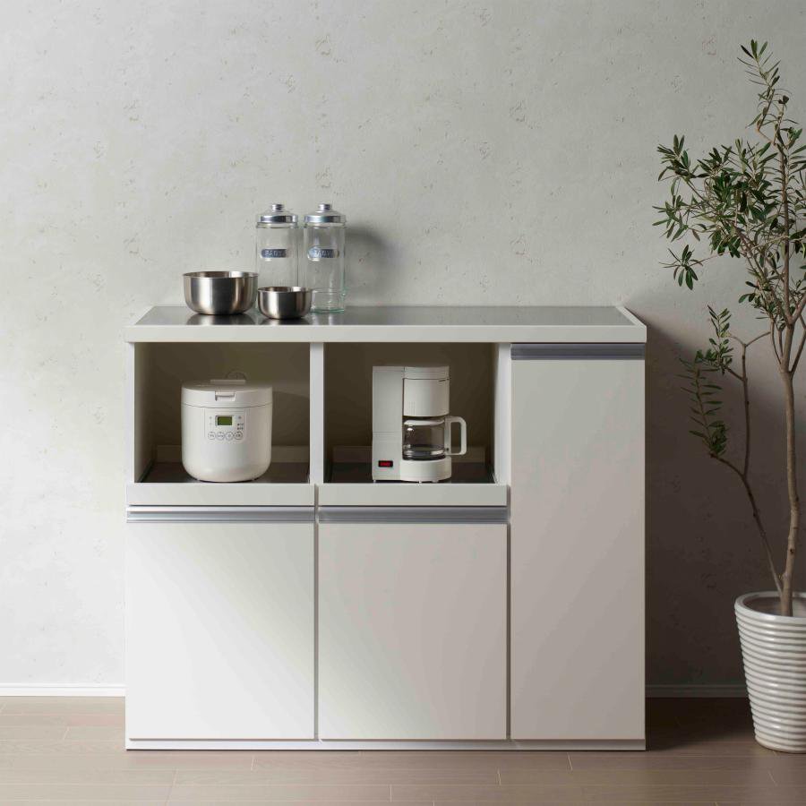 Rakuten - キッチンカウンター ステンレストップ レンジ台 スライド棚 引出し 幅115 完成品 日本製