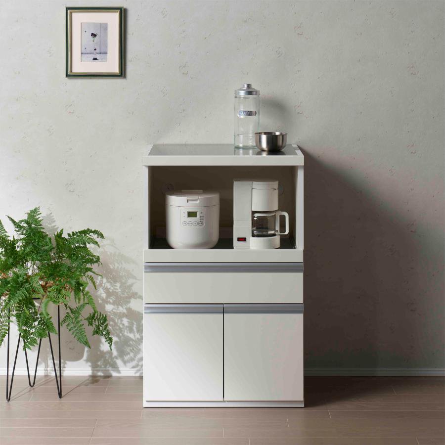 Rakuten - キッチンカウンター ステンレストップ レンジ台 スライド棚 引出し 幅60 完成品 日本製