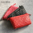 ファロルニ 5/1ワンダフルP20倍↑ FALORNI ファロルニ ポーチ ラムレザー イントレチャート レディース AC104 LEATHER BAG AGNELLO INGRASSATO 本革 小物入れ 大人 バッグインバッグ ラム革 高級感 ピンク ローズ レッド ブラック 黒 プレゼント 無料ラッピング イタリア製 送料無料