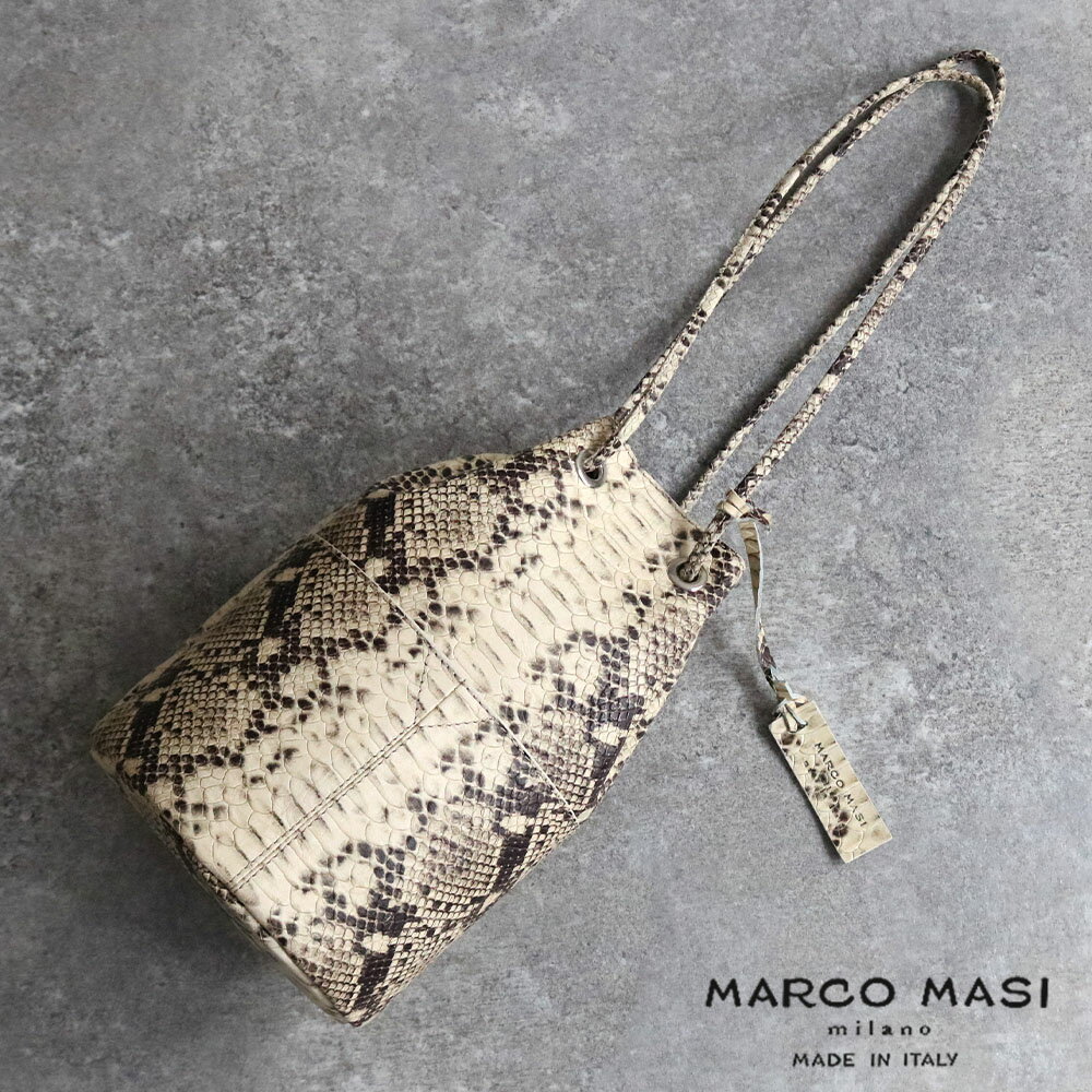 [在庫一掃SALE]マルコマージ バッグ marco masi 巾着バッグ パイソン バッグ マルコ マージ パイソン型押し バケツバッグ milano ハンドバッグ レザー 本革 バッグ 鞄 ヘビ柄 3013 アニマル柄 あす楽