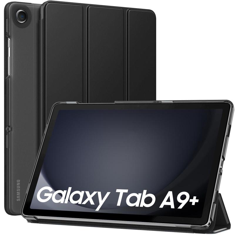 MoKo Galaxy Tab A9+ ケース サムソンギャラクシーA9+ 11インチ2023専用手帳型カバー 半透明 オートスリープ機能 三つ折りスタンド PUレザー外装 裏地マイクロファイバー 軽量 薄型 傷防止 スマート