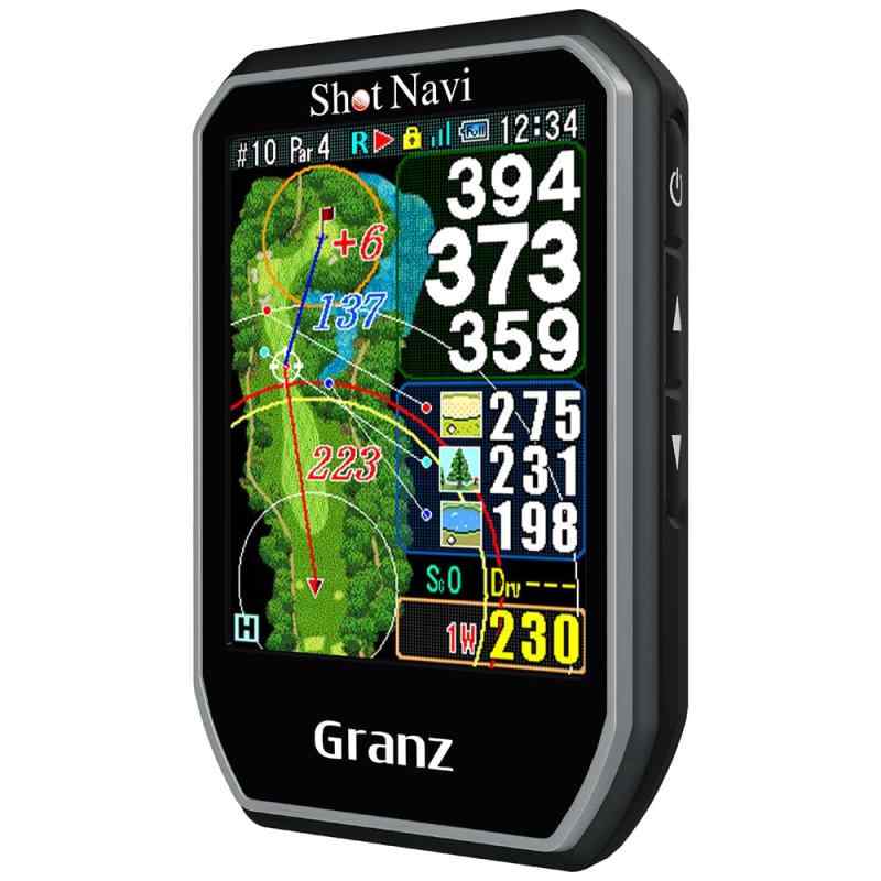 Shot Navi(ショットナビ) Granz BK ゴルフGPS タッチパネル どでか文字 超軽量54g 日本製 最新鋭GPSチップ搭載 みちびきL1S対応 競技モード 高低差 充電式