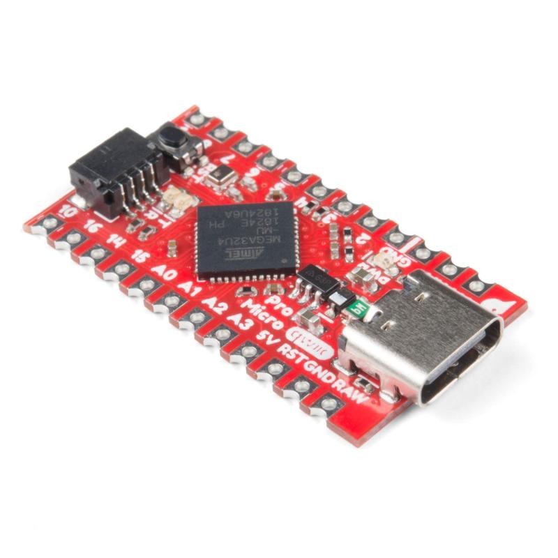 SparkFun Qwiic Pro Micro - USB-C (ATmega32U4) - Arduino開発ボード 5V/16MHz マイクロコントローラー AP2112 3.3V 電圧レギュレーター キャステラテレーションPTHピンパッド リセットボタン 最大6V入力