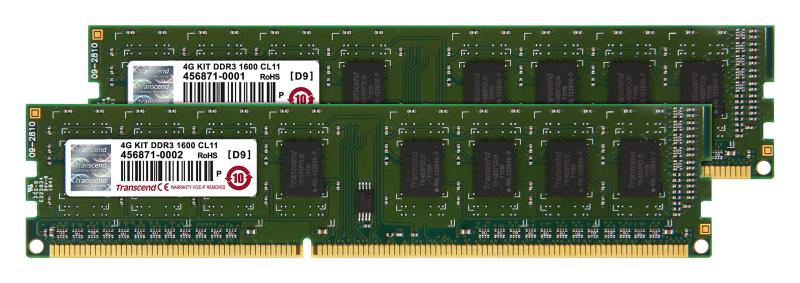 楽天AMORE楽天市場店Transcend デスクトップPC用メモリ PC3-12800 DDR3 1600 4GB 1.5V 240pin DIMM Kit （2GB×2pcs） （無期限） JM1600KLN-4GK