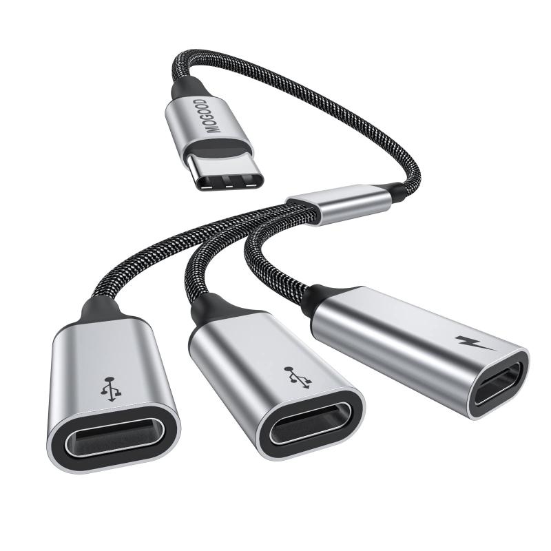 USB CからUSB CマザーアダプタUSB分岐器Yケーブル、USB C公線から3 USB-Cバス変換器、3 USB Cポートハブ充電器電源分岐アダプタ、Mac、Xbox One Series X/S、PS 4、PS 5、ノートパソコン（ディスプレイには