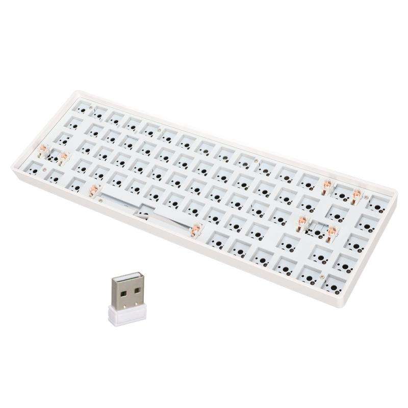 楽天AMORE楽天市場店DIYメカニカルキーボードキットホットスワップ可能スイッチ64キーコンパクトキーボード（RGBバックライト付き）、2.4GワイヤレスゲーミングキーボードDIYキット（プログラム可能なマクロ付