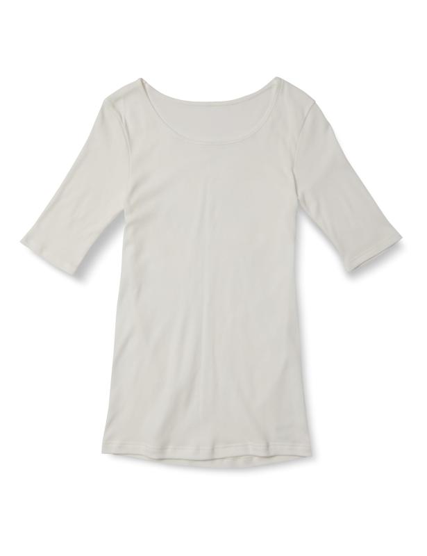  アンダーシャツ cottonwarm コットンウォーム 綿100％ スムース裏起毛 5分袖シャツ レディース
