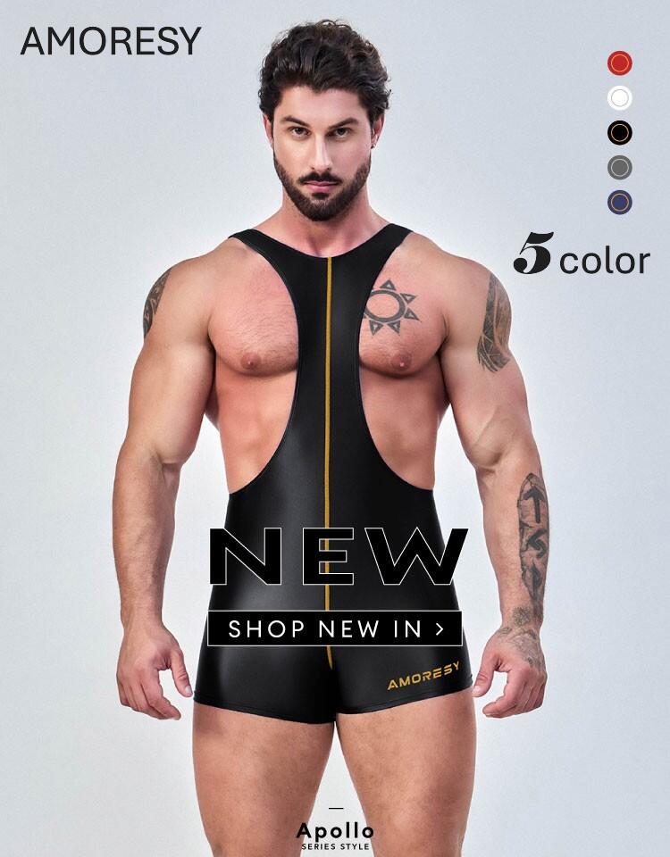 AMORESY アモレシー公式 Romulus Bodybuilder Singlet ロミュラス ボディスーツ シングレット 筋肉見せ 上下一体型 Sliktex Classic UV防止 吸湿通気