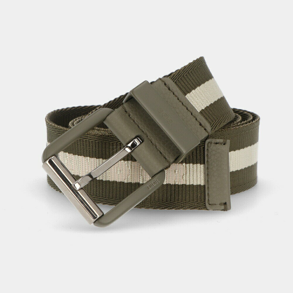 【新品】 クリスチャンディオール CHRISTIAN DIOR 4333RVNBG H09E／JACQUARD CHRISTIAN DIOR BELT ベルト カーキ メンズ