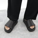 ＼お買い物マラソン／【新品】 ADIDAS アディダス Y-3 ワイスリー ヨウジヤマモト FZ6403／SLIDES サンダル BLACK ブラック 厚底 シンプル ビーチサンダル レザー メンズ