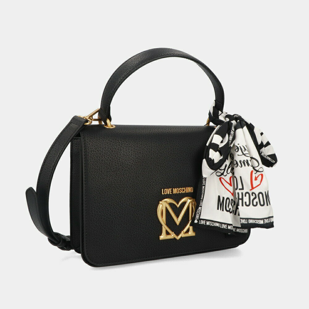 【新品】 ラブ モスキーノ LOVE MOSCHINO JC4209PP1DLL0000 ショルダーバッグ/ハンドバッグ ブラック ゴールド金具 ハート スカーフ付き 2way ワンポイント ロゴ シンプル レディース