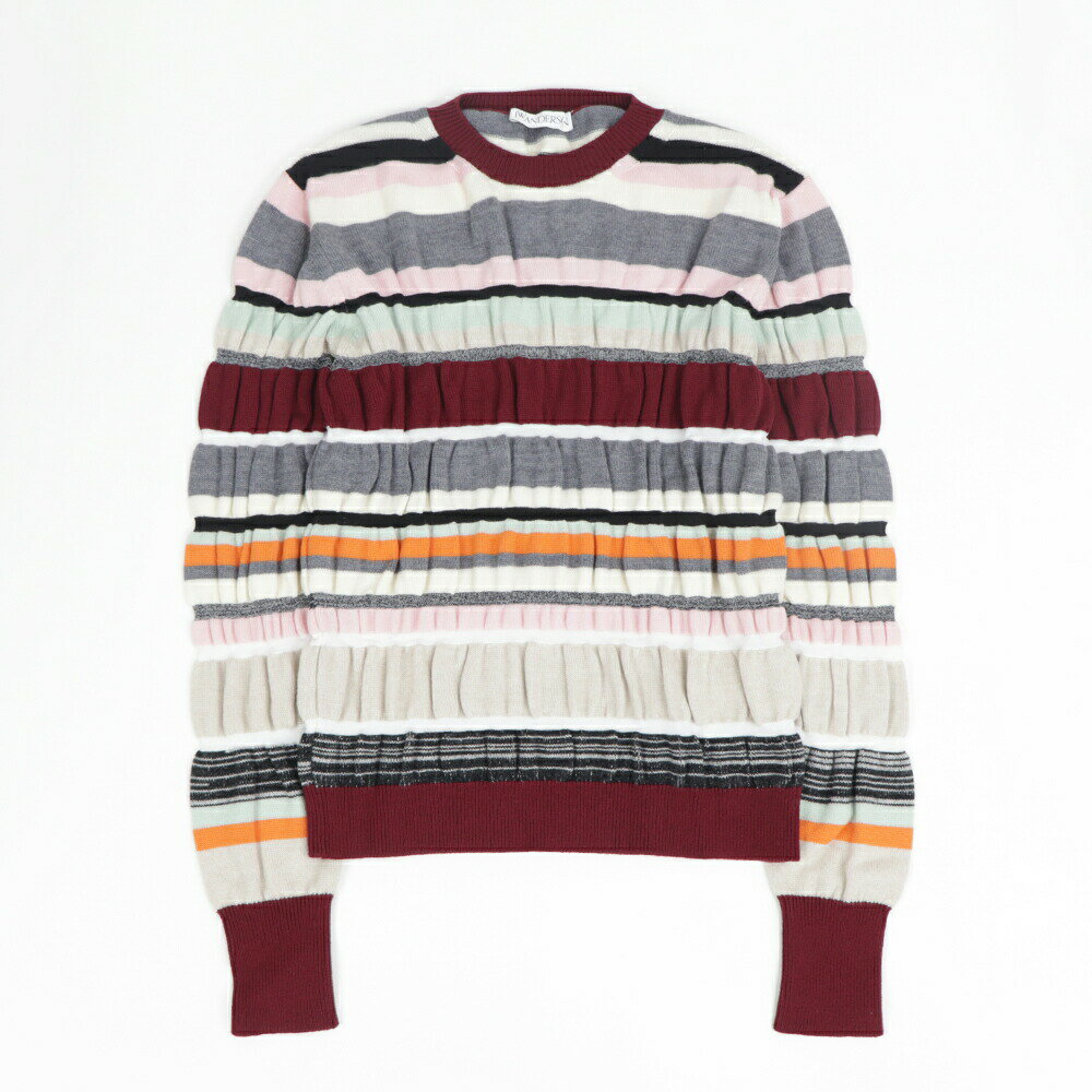 楽天LE TRESOR【新品】 ジェイダブリューアンダーソン JW ANDERSON ニット セーター KW18519D 505 MULTI COLOUR STRIPE RUCHED JUMPER レディース レッド系 ラウンドネック 丸首 ボーダー