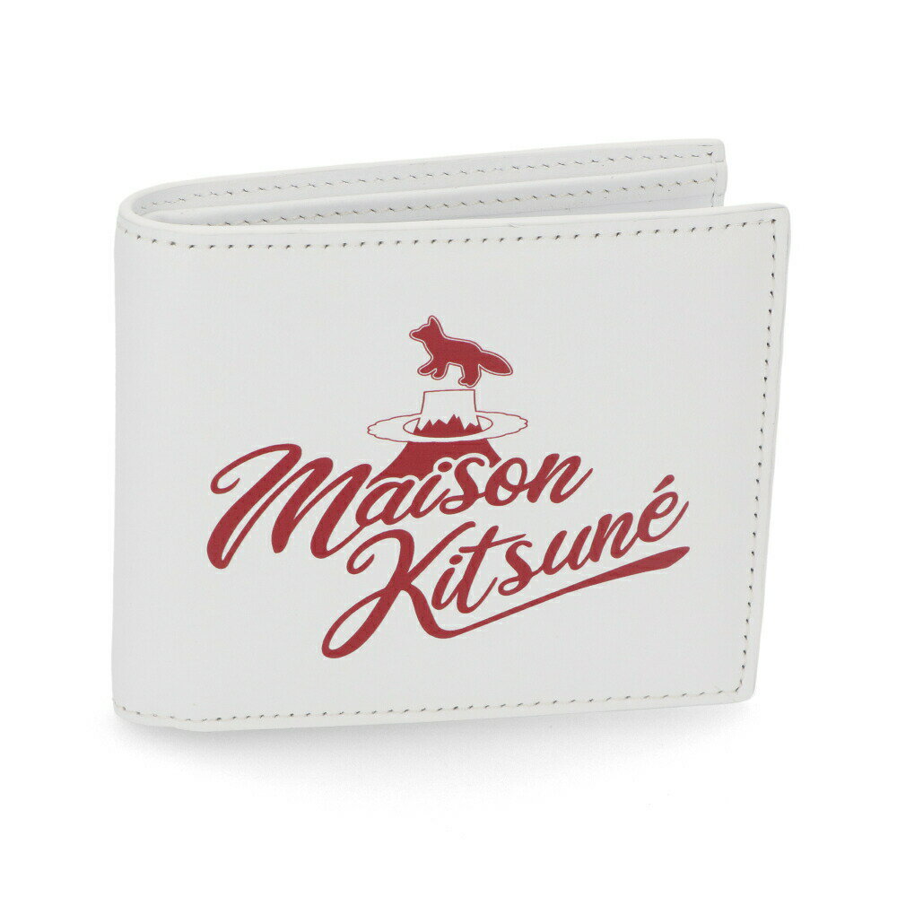 【新品】 メゾン キツネ MAISON KITSUNE 二つ折り財布 JU05337LC0033 ホワイト ユニセックス メンズ レディース フォックス ロゴ レッド