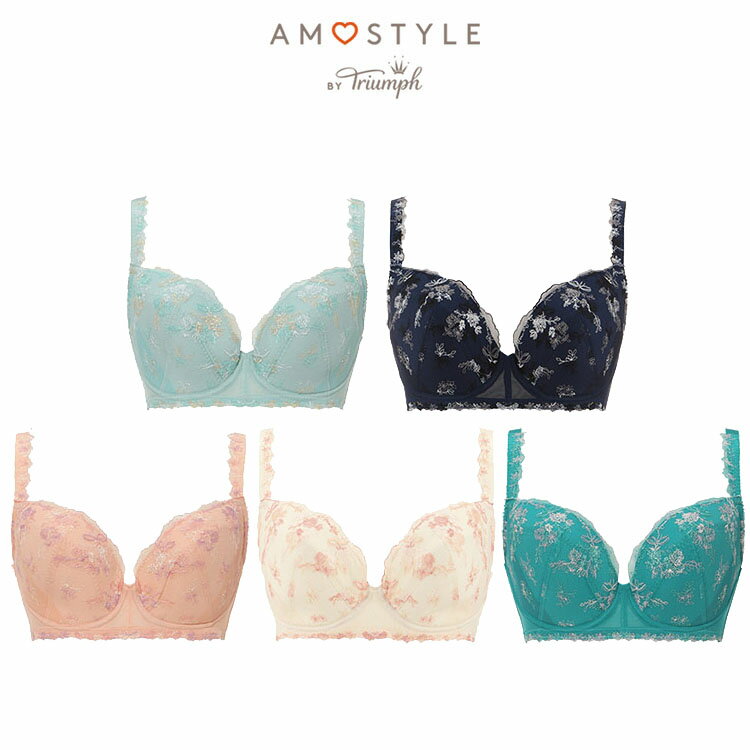 ★送料無料 10/20(火)23:59まで★[アモスタイル]フローラル AMOSTYLEステッチ チャーミングラマー ブラ＆ショーツセット【F,Gカップ】(パッドなし) AMST1242 WHP1 + Hikini JX 大きいサイズ ラージサイズ