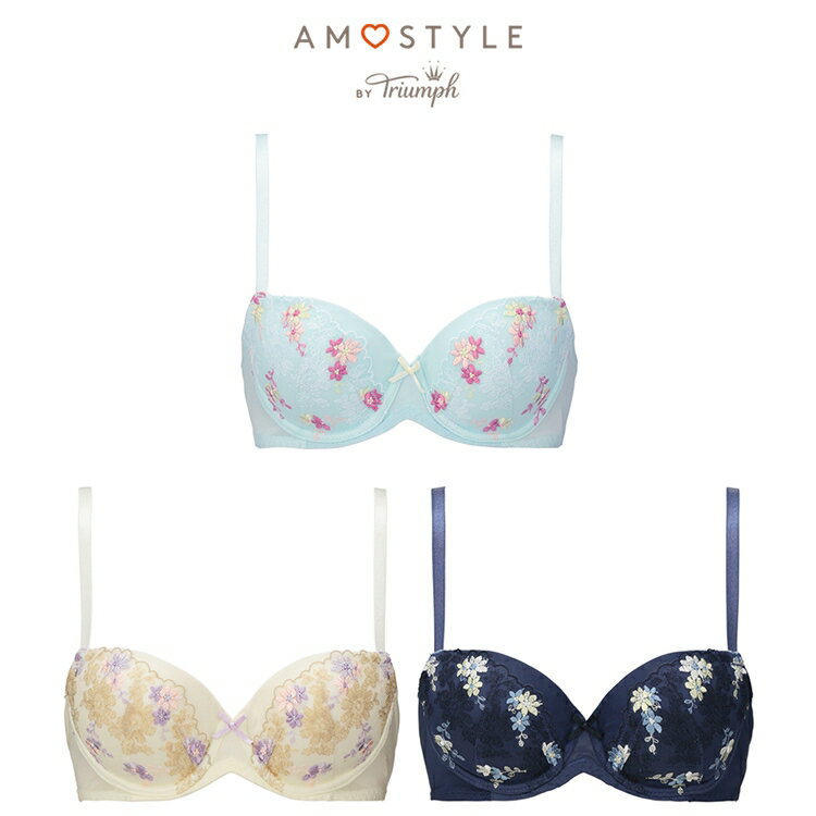 [アモスタイル]アンティークフラワー 夢みるブラ ブラ＆ショーツセット【B,C,Dカップ】AMST1311 WHU + Hikini JX
