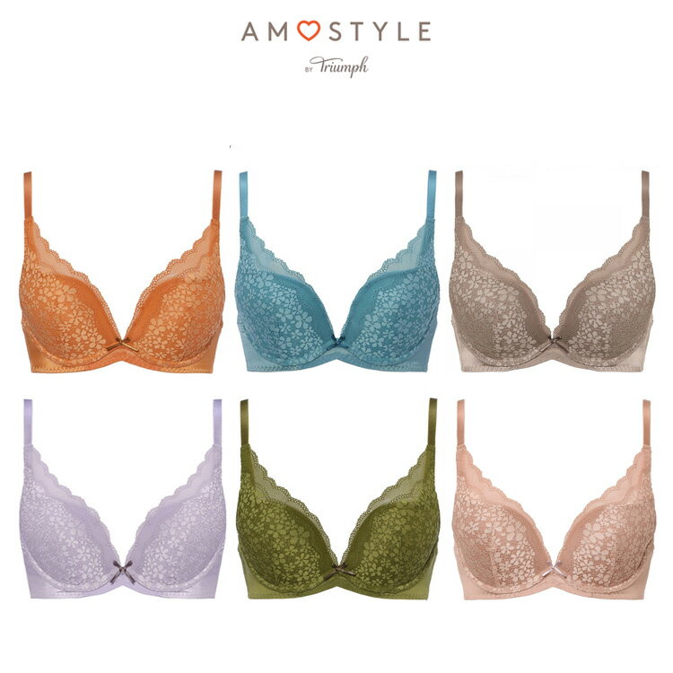 ★セール20％OFF★[アモスタイル]デイジーレース 夢みるブラDeepV ブラ＆ショーツセット【A,B,C,Dカップ】AMST1150 WHU2 + Hikini JX 下着 レース 谷間 美胸 盛り 盛れる ブラ ショーツ 上下セット