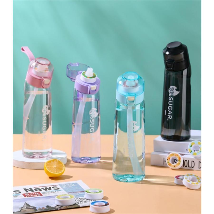水筒 フレーバーウォーターボトル ウォーターボトル ボトル ドリンクボトル フレーバーウォーター ストロー付 直飲み 漏れ防止 水の味が変わる水筒 透明 プラス