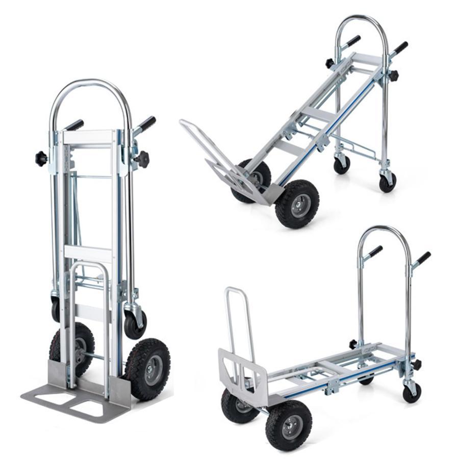 3-in-1 アルミ台車 折りたたみ式 キャリーカート ゴム輪 静音 荷物運ぶ 引っ越し車 業務用 家庭用 アウトドア 防災用 耐荷重250kg