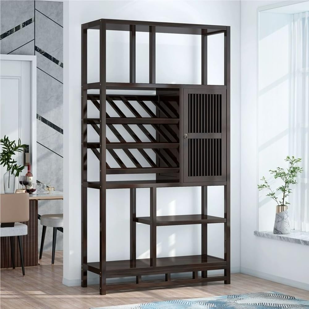 【2025新登場】酒棚 お酒収納 竹製ワインラック 家庭用 密閉防塵型 多機能収納 赤ワイン 洋酒 自立式 ..