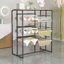 下着ディスプレイラック 靴下スタンド 衣料品店用 パンティー吊り下げスタンド ブラジャーラック ショーツディスプレイ 自立型 ビキニ 水着 ランジェリー ブティック 寝室 小売棚 商業用(ブラック,棚板付)