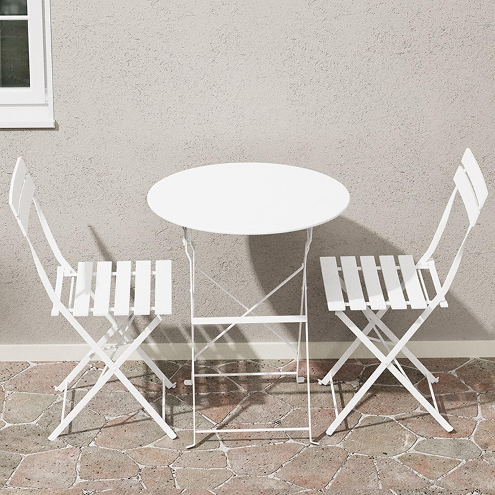 ガーデンテーブルセット 折りたたみガーデンセット ガーデンファニチャー 3点セット 完成品 組み立て不..