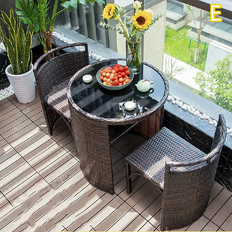 ガーデンテーブルセット 3点セット 高級人工ラタン ガーデンチェア テーブル 創造性ガーデンファニチャ..