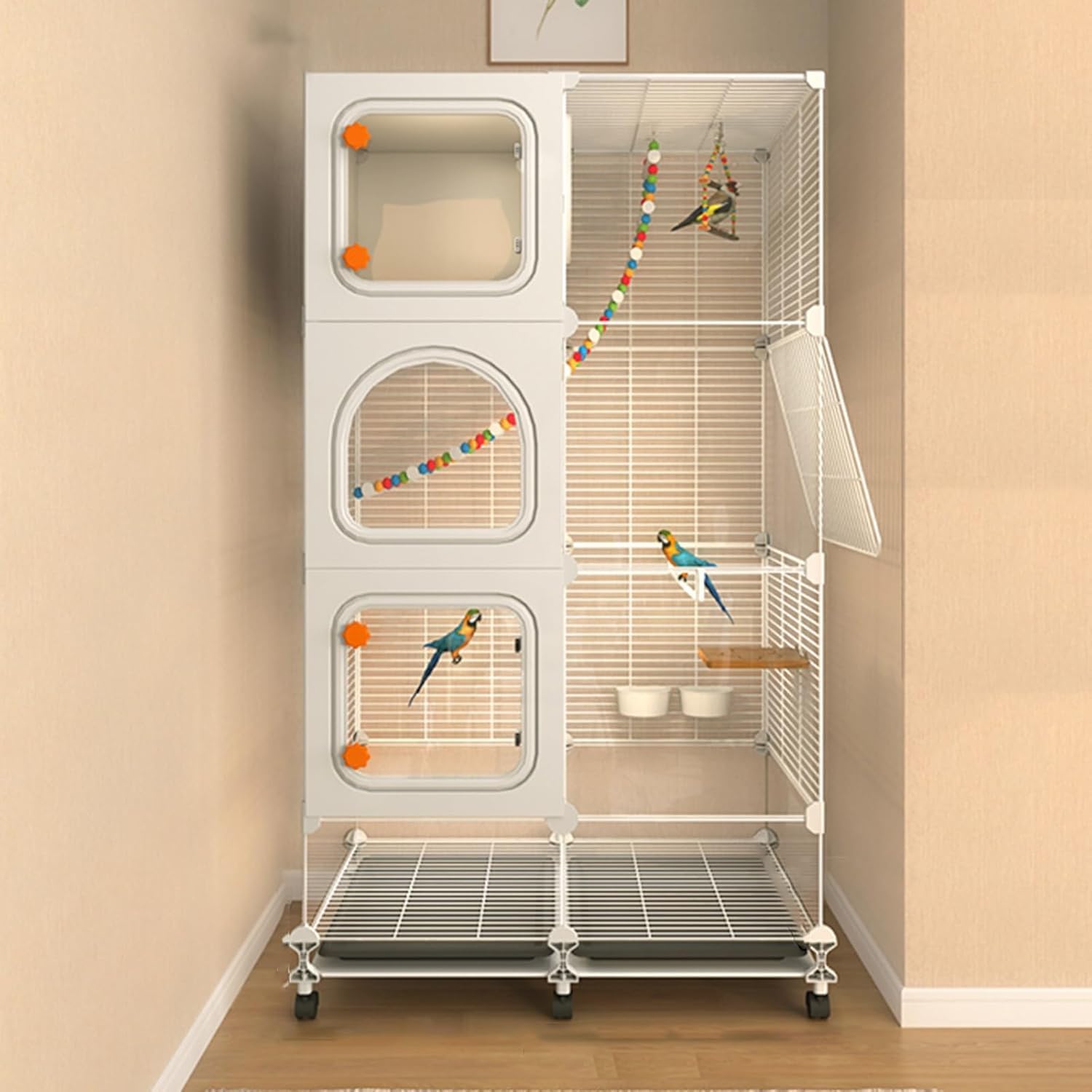 鳥かご 鳥籠DIY 暗号化された金属製鳥籠インコ用ケージ 鳥かご インコ、 キャスターとアクセサリー付き..