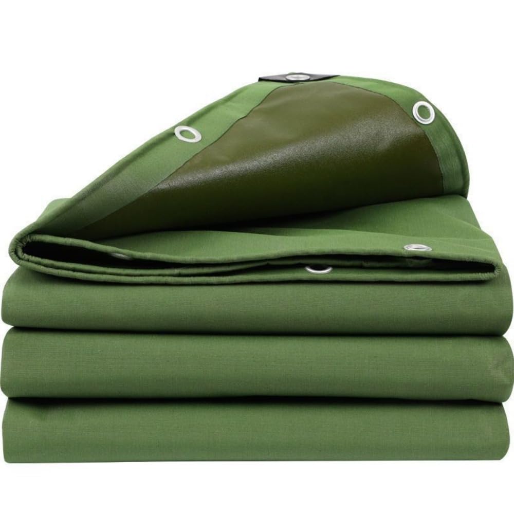 厚手で耐磨耗性のある雨除け布 キャンバス、アウトドア用日除け布、家庭用テント布 頑丈な防水, 両面コーティング、 トラック用 荷台カバー・トラックシート建設、農機具用防水シート (4*10m)