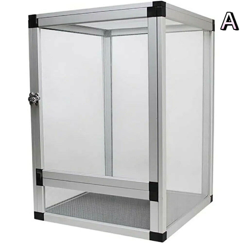 爬虫類飼育ケージ - 両生類・爬虫類に最適な高機能ケージ！アクリルとメタルメッシュの組み合わせ、繁殖用ボックス付き、組み立て簡単、植物造園対応、通気性と透明性に トカゲ・クモ等用飼育容器