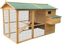 鶏小屋大型 屋外チキンコープ 木製マルチレベルヘンハウス ネスティングボックス付き耐候性家禽15~20羽の鶏用の大きなチキンコープ 249X136X165 CM Yellow