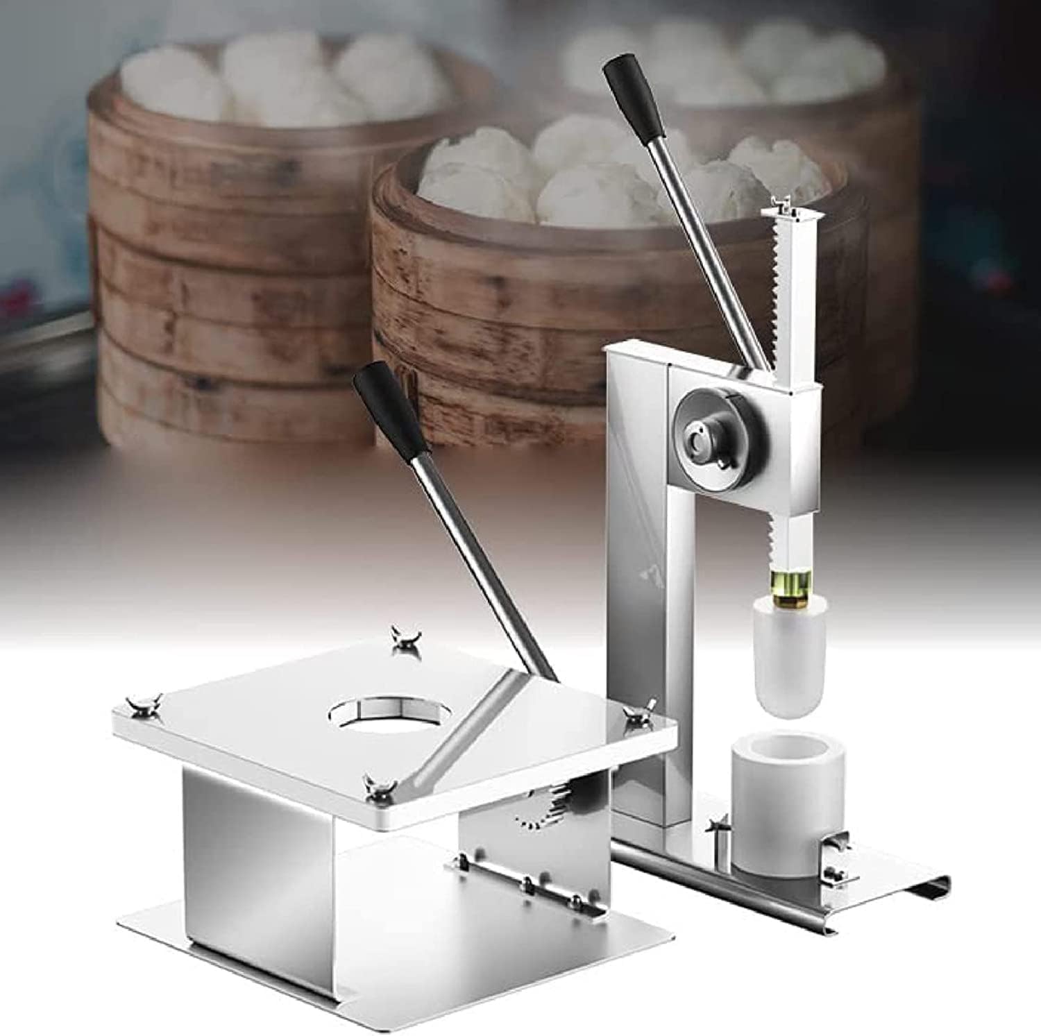 手動パン製造機、ステンレス鋼包子メーカー調理ツールセット、9つのプリーツ閉鎖デザイン、おいしい包子レストランの家庭用および商業用