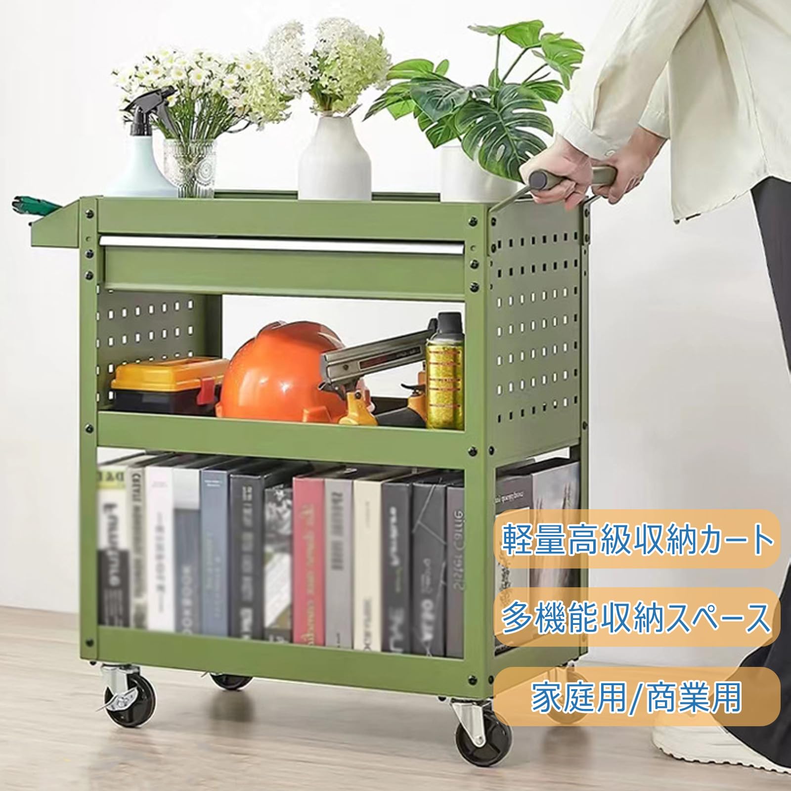 ツールカート ツールワゴン 作業台 キャスター付き 引き出し付き 三層 ツールボックスキャビネット 工具箱 ワークショップ 修理ツールカート 多機能ツールカート 雑貨収納ラック 工具棚 [2]