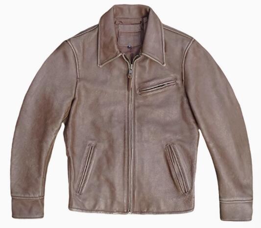 秋冬 新品　1930s　植物タンニンなめし　牛革　レトロ　本革 ライダースジャケット 革ジャン S～5XL