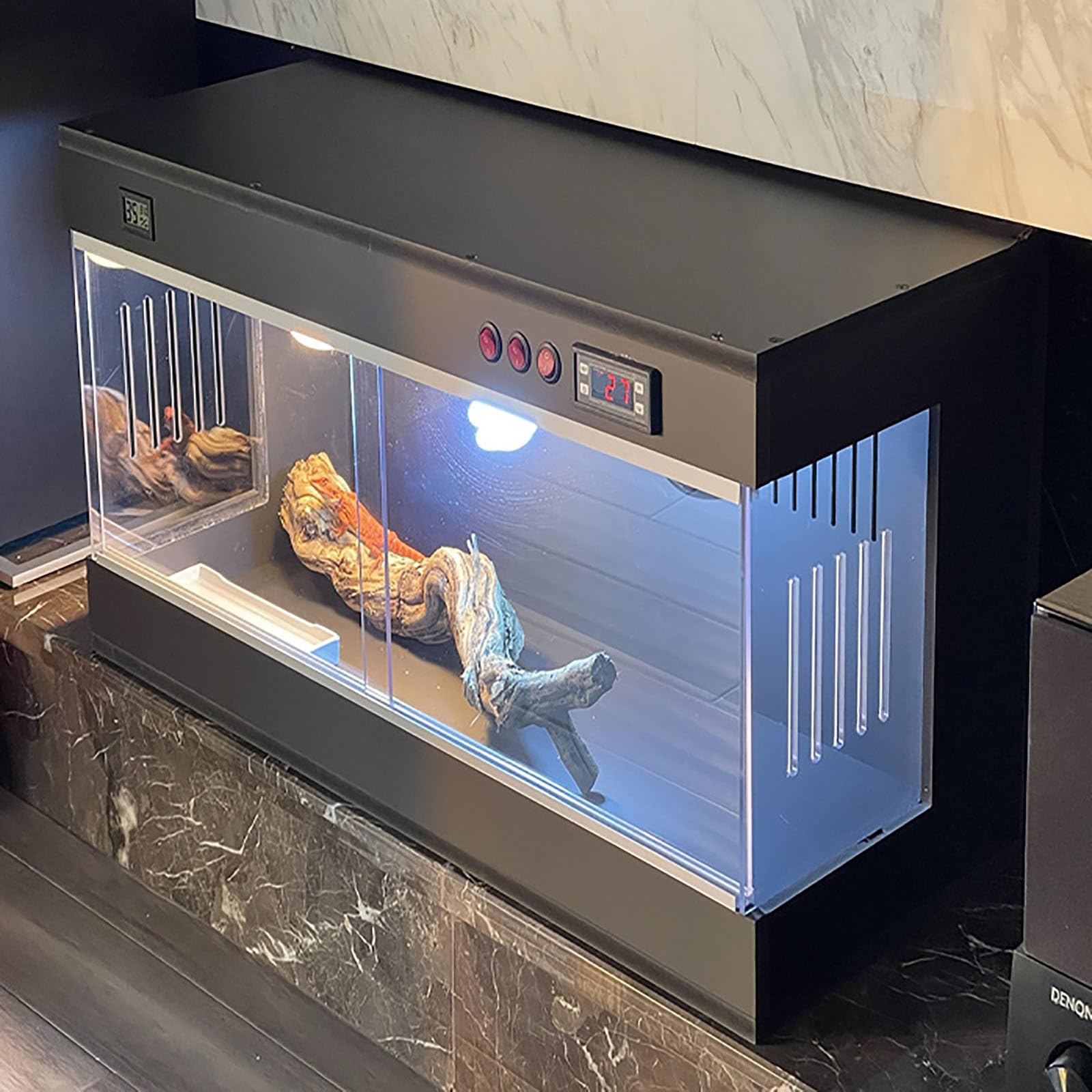 爬虫類用ガラスケージ PVC素材 爬虫類テラリウムタンク 爬虫類飼育ケージ レプテリア 給餌箱 飼育容器 給餌ケージ ボックス 昆虫飼育ケース 両生類 ケージ レプタイルボックス