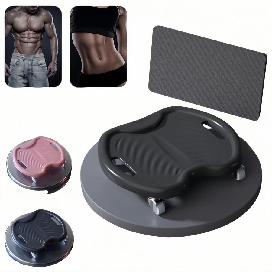 静音アブローラー 腹筋ローラー 150kg耐荷重 360°スムーズ回転 防滑ハンドル 膝パッド付き（神秘黒/魅..