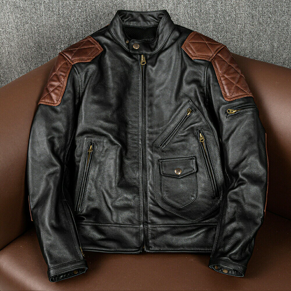 Rakuten - レザージャケット 上品　バイクジャケット　本革 牛革カウハイド ライダースジャケット 　革ジャン S～5XL