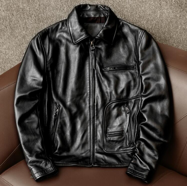 乐天商城 - 新品　ハレーバイクレザージャケット 上品　本革 高級牛革　ライダースジャケット 革ジャン S～4XL　秋冬　ブラック