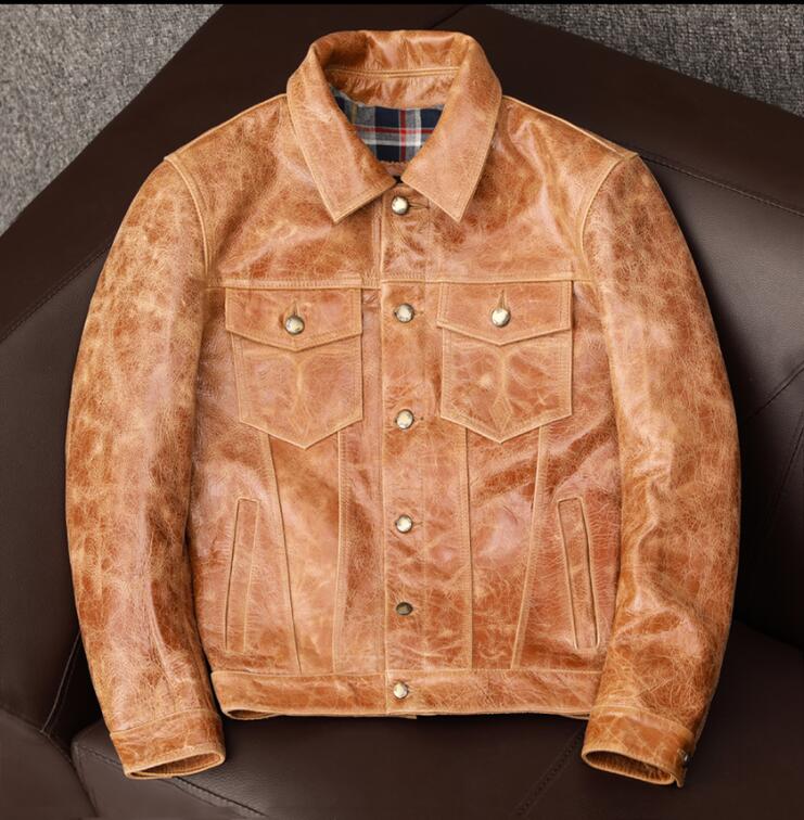Rakuten - アメカジ レザージャケット 上品　　本革 牛革　高級　ライダースジャケット 　革ジャン S～5XL　秋冬　ブラウン系