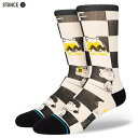 STANCE SOCKS スタンス ソックス 靴下 CHECKED PEANUTS(ピーナッツ)コラボ クルーソックス ブラック マルチ メンズ/フリー(4)